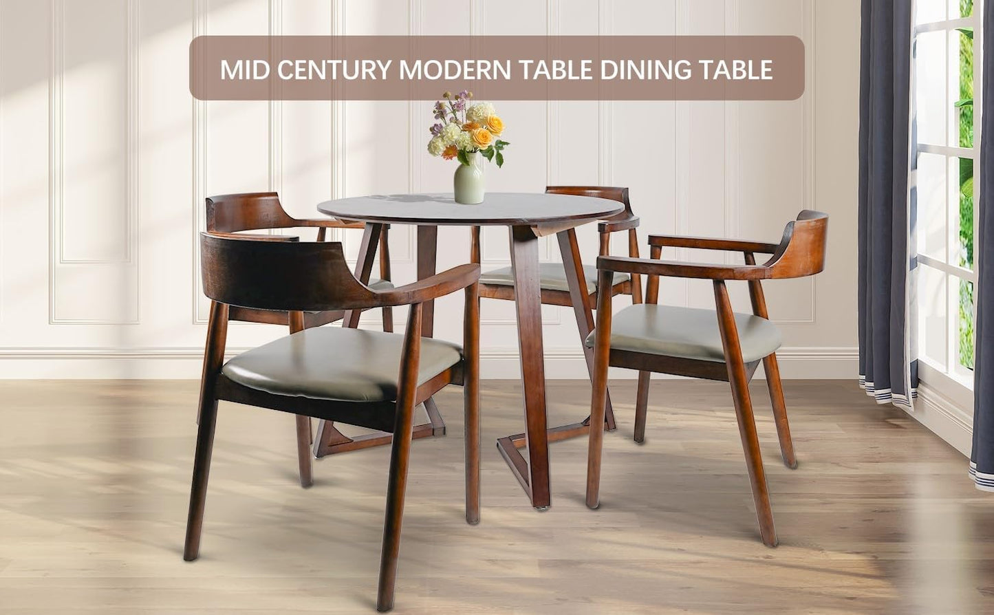 47 Inch Rubberwood Table - Mid Century Modern Style Round Dining Table