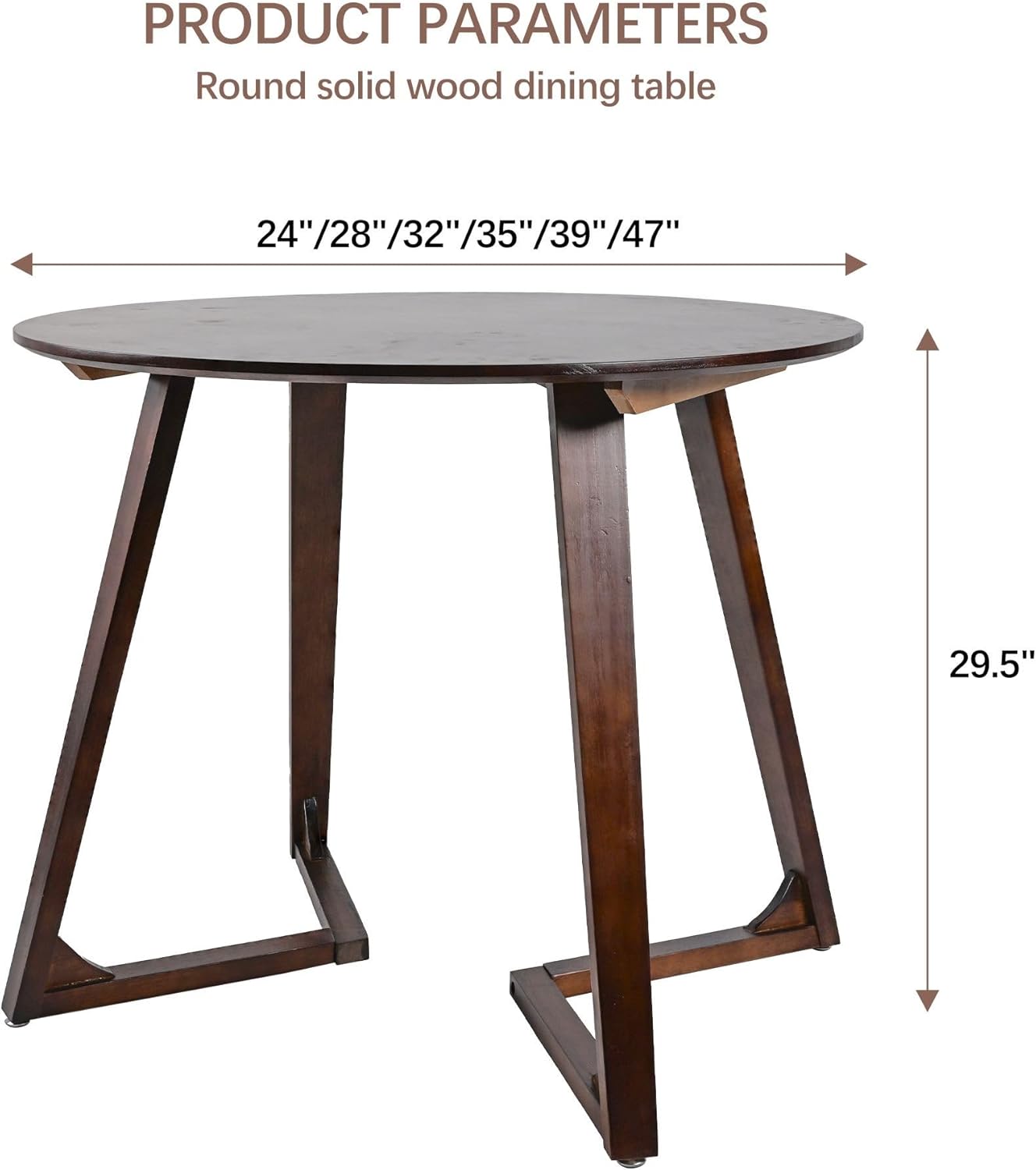47 Inch Rubberwood Table - Mid Century Modern Style Round Dining Table