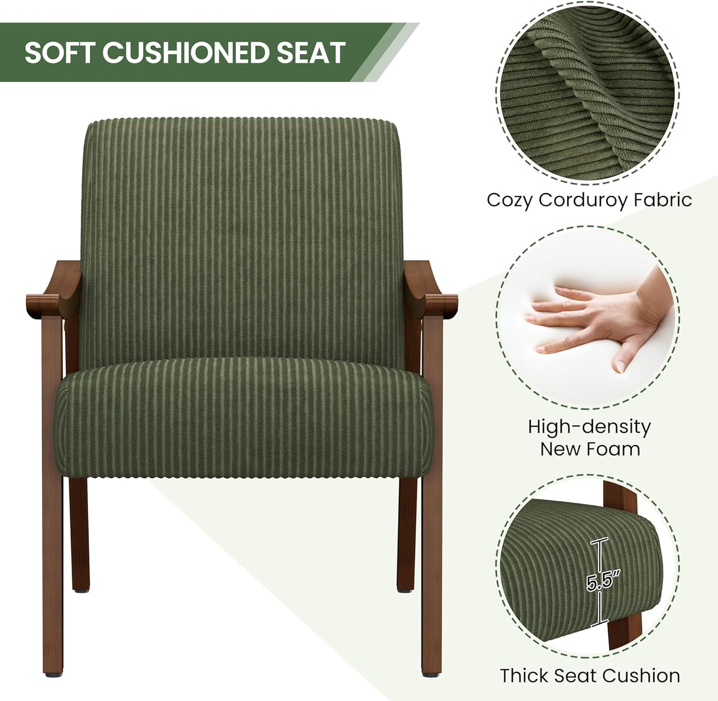 Mid-Century Modern Armchair with Solid Wood Legs