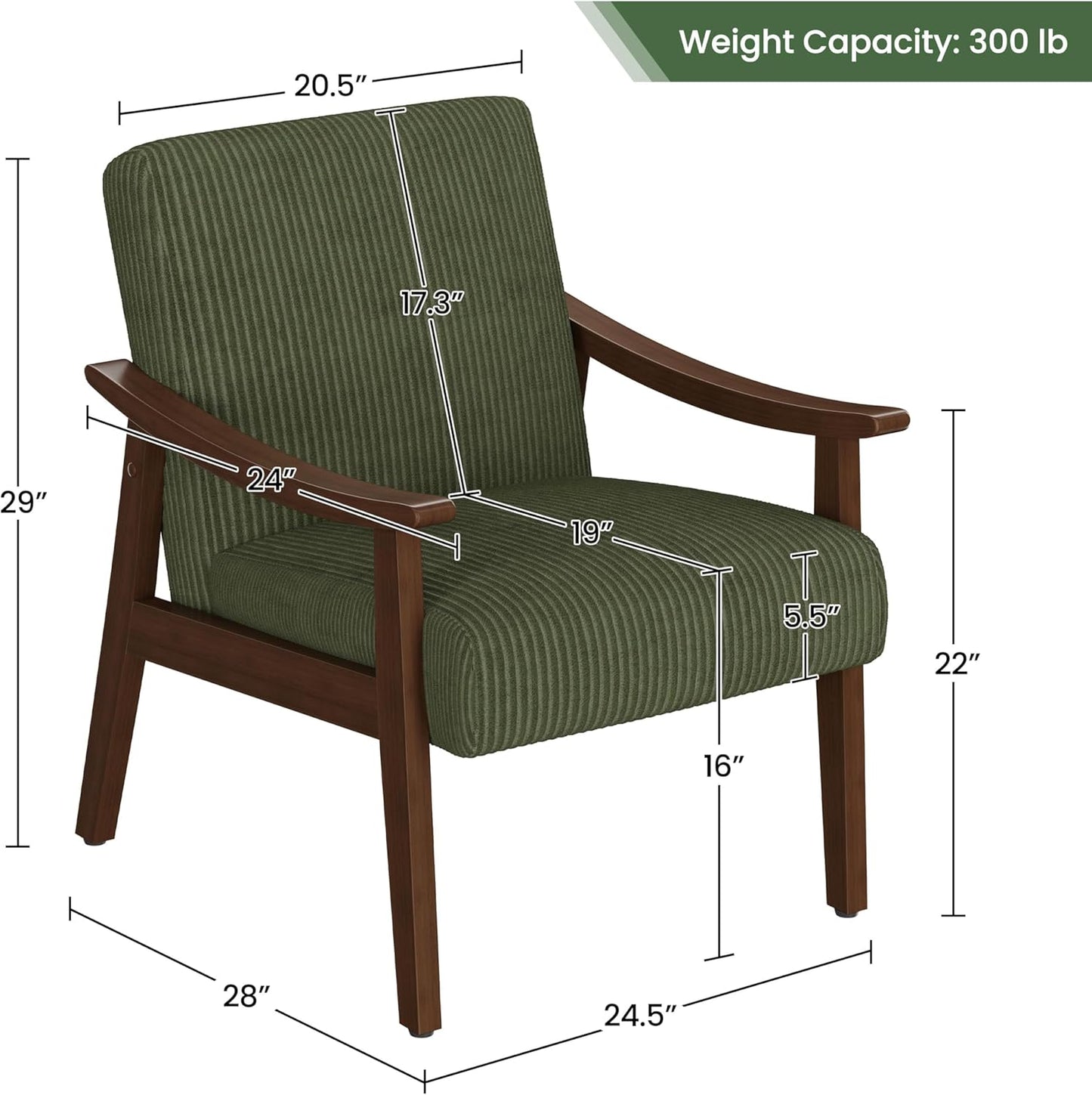 Mid-Century Modern Armchair with Solid Wood Legs
