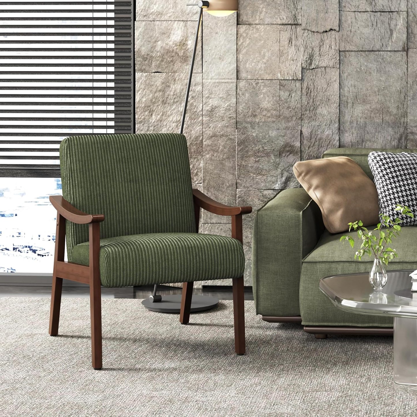 Mid-Century Modern Armchair with Solid Wood Legs