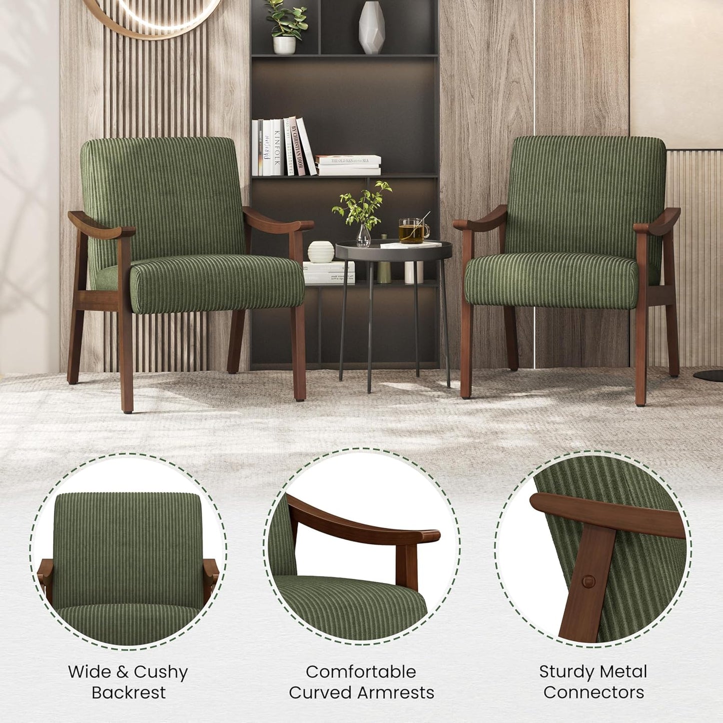 Mid-Century Modern Armchair with Solid Wood Legs